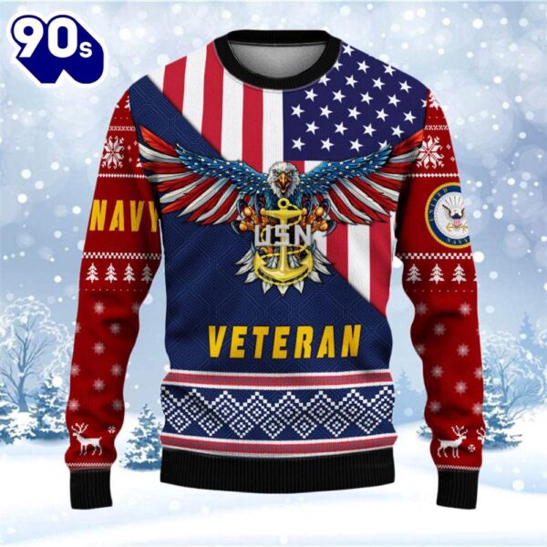 Armed Forces Navy Veteran Military Soldier Ugly Sweater Xmas  Gift Veteran Christmas Sweater