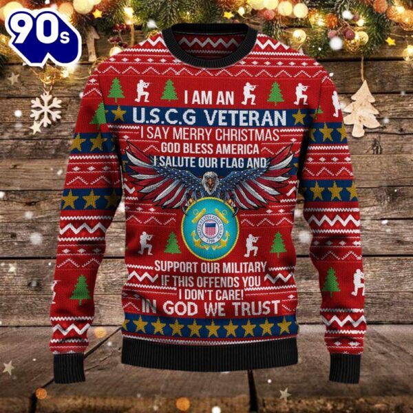 Armed Forces Uscg Coast Guard Military Vva Vietnam Veterans Day Christmas Ugly Sweate  Gift Veteran Christmas Sweater