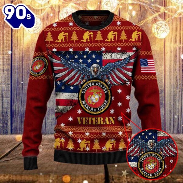 Armed Forces Usmc Marine Military Vva Vietnam Veterans Day Gift For Father Dad Christmas Ugly   Gift Veteran Christmas Sweater