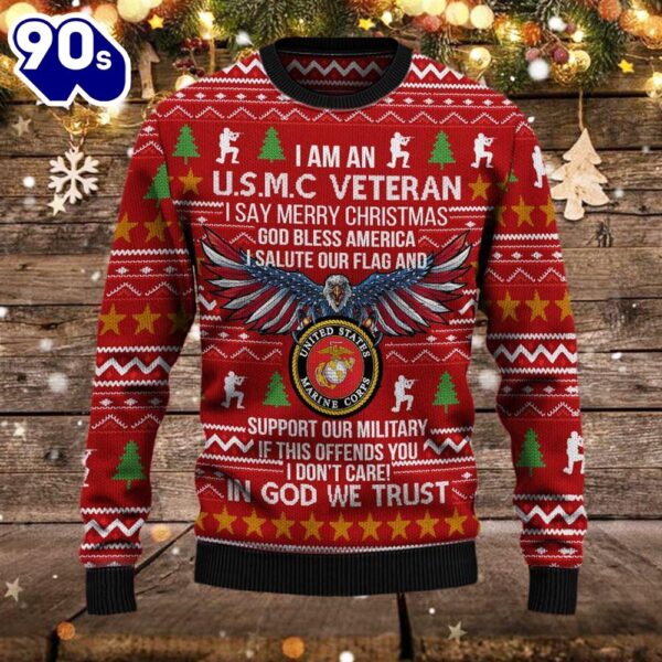 Armed Forces Usmc Marine Military Vva Vietnam Veterans Day Gift For Father Dad Christmas Ugly Sweater Xmas  Gift Veteran Christmas Sweater