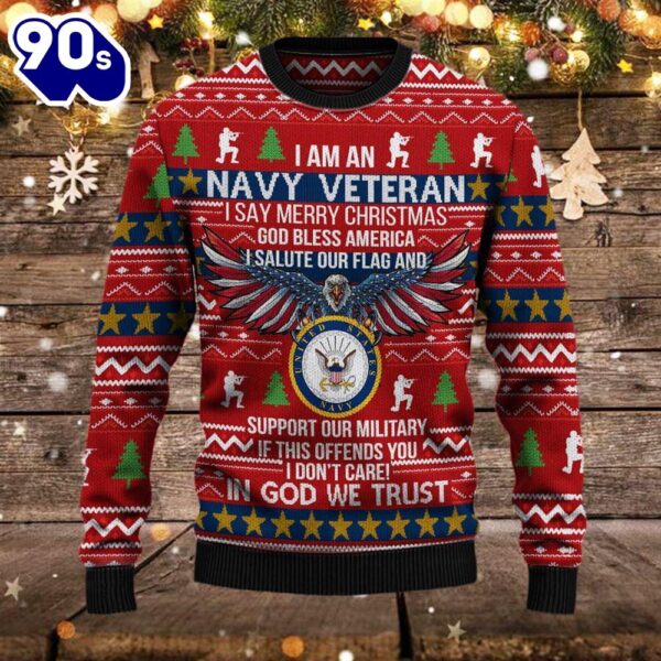 Armed Forces Usn Navy Military Vva Vietnam Veterans Day  Christmas Ugly Sweater  Gift Veteran Christmas Sweater