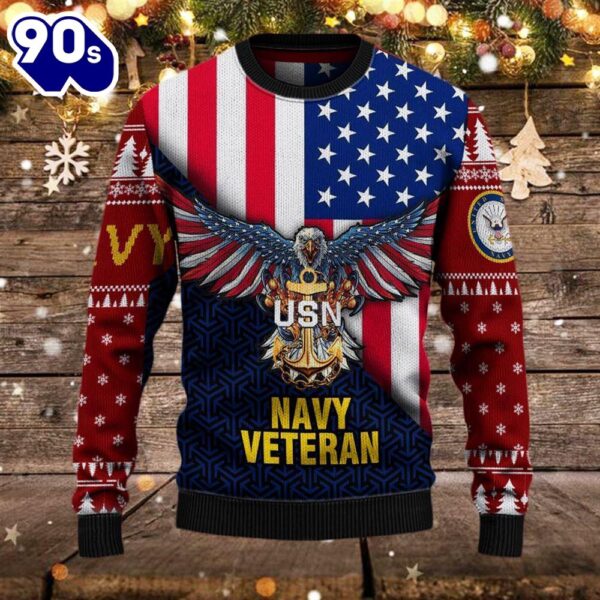 Armed Forces Usn Navy Military Vva Vietnam Veterans Ugly Sweater  Gift Veteran Christmas Sweater