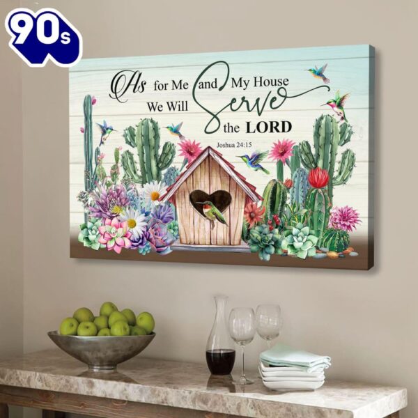 As For Me And My House Canvas Wall Art, Hummingbird Christian Wall Decor