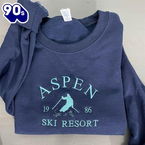 Aspen Ski Resort Embroidered Sweatshirt Gift Christmas