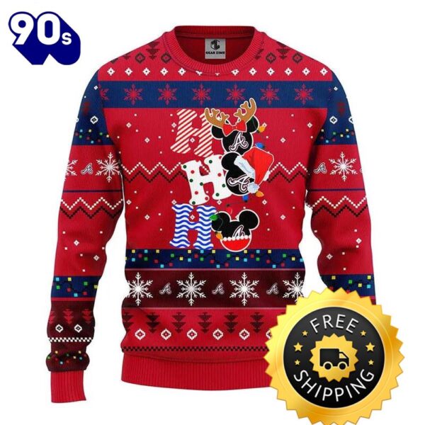 Atlanta Braves Hohoho Ugly Christmas Sweater, Atlanta Braves Ugly Sweater, MLB Christmas Sweater