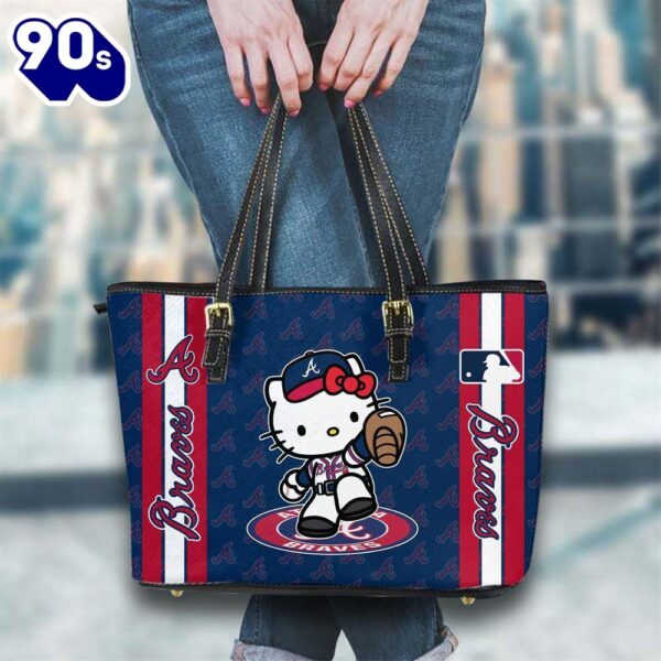 Atlanta Braves Mlb Kitty Women Leather Tote Bag