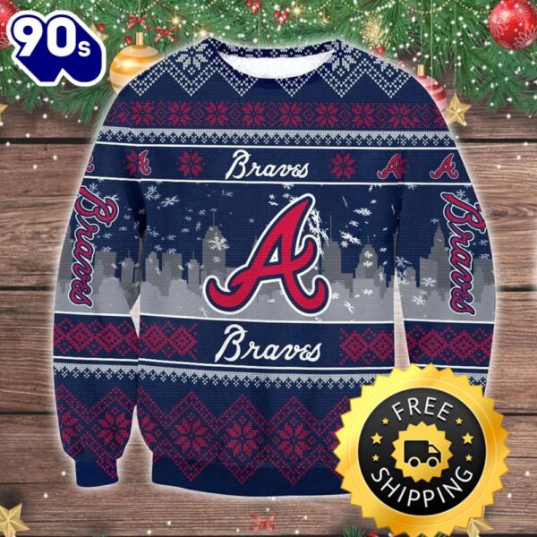 Atlanta Braves Ugly Christmas Sweater, Atlanta Braves Ugly Sweater, MLB Christmas Sweater