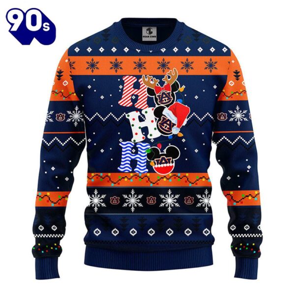 Auburn Tigers Hohoho Mickey Christmas Ugly Sweater  Gift Christmas