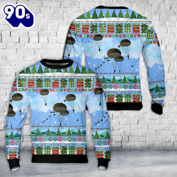 Australian Army 3rd Battalion, Royal Australian Regiment Parachute Drop Christmas AOP Sweater 1