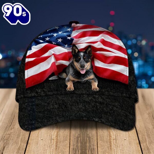 Australian Cattle Dog Blue Heeler American Patriot Baseball Cap  Gift For Veteran Day