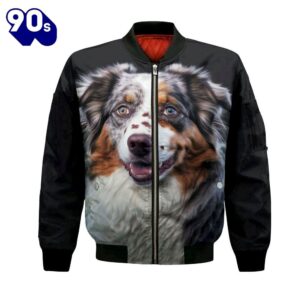 Australian Shepherd AI – Unisex 3D Graphic Bomber Jacket