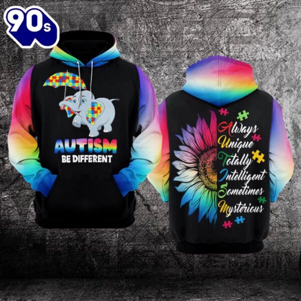 Autism Awareness Hoodie 3D  Autism be Different  Gift Christmas