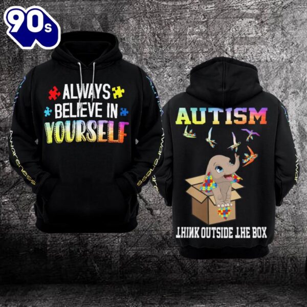 Autism Awareness Hoodie 3D  Autism Think Outside the Box  Gift Christmas