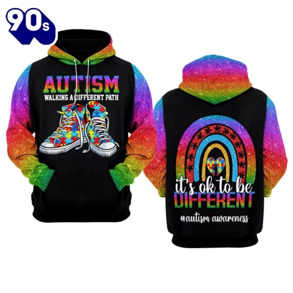 Autism Awareness Hoodie 3D  Walking A Different Path  Gift Christmas