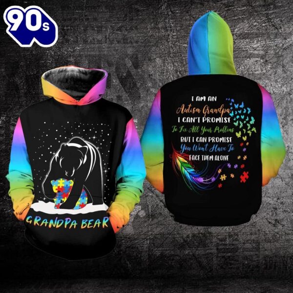 Autism Awareness Hoodie Full Print  Grandpa Bear  Gift Christmas