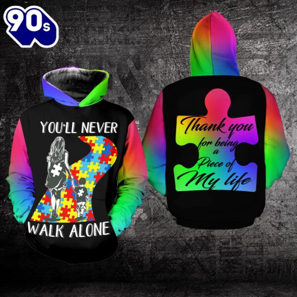 Autism Awareness Hoodie Full Print  You’ll Never Walk Alone  Gift Christmas