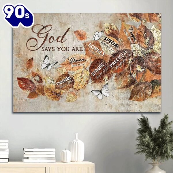 Autumn Leaves White Butterfly Canvas God Says You Are Canvas Wall Art