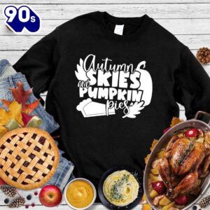 Autumn Skies And Pumpkin Sweatshirt , Happy HalloThanksMas Shirt