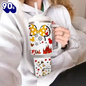 Autumn Themed 40oz Insulated Tumbler With Lid And Straw