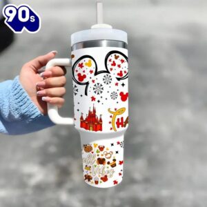 Autumn Themed 40oz Insulated Tumbler With Lid And Straw