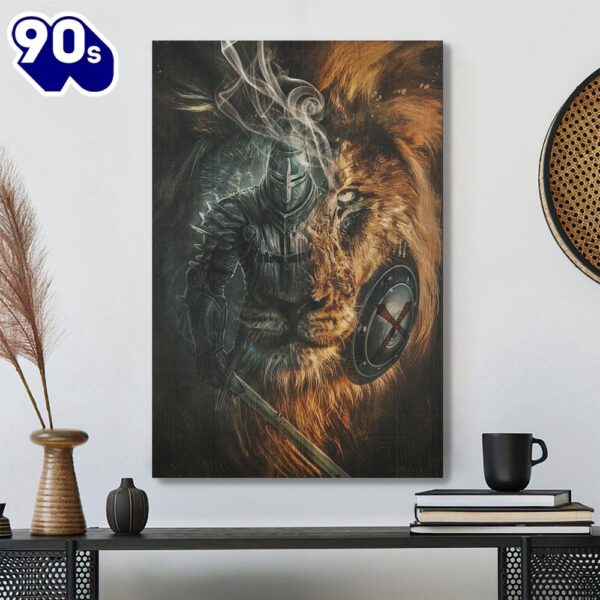 Awesome Warrior And Lion Canvas Posters – Christian Wall Art  Gift For Christmas
