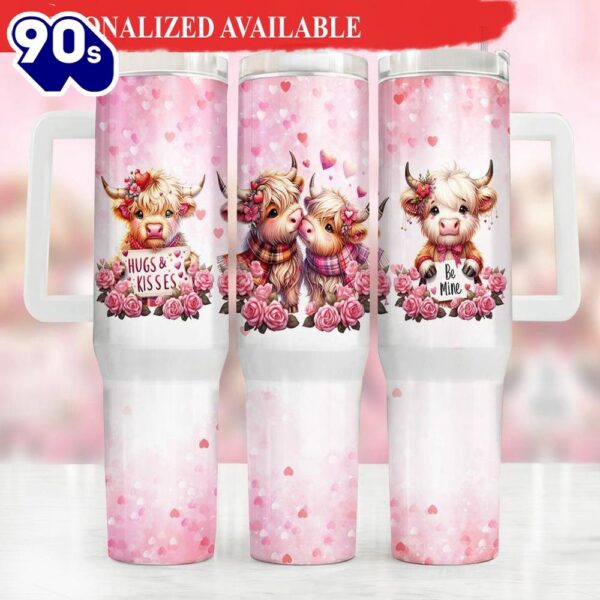 Baby Highland Cow Valentine 40Oz Tumbler With Handle – 40oz Tumbler with Handle