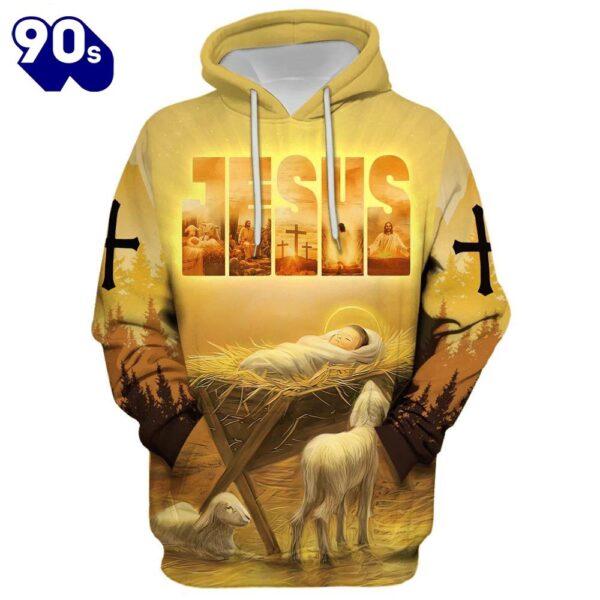 Baby Jesus In A Manger Hoodies, Jesus Coming Back As A King Hoodie For