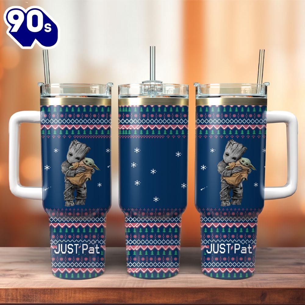 Baby Yoda And Groot Movie Custom Stanley Quencher 40oz Stainless Steel Tumbler With Handle For Fans Baby Yoda And Groot Movie Custom Stanley Quencher 40oz Stainless Steel Tumbler With Handle For Fans