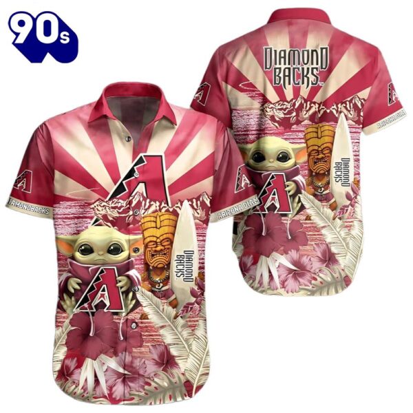 Baby Yoda Arizona Diamondbacks Hawaiian Button Up Shirts