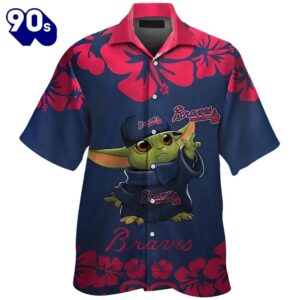 Baby Yoda Atlanta Braves Hawaiian Short Sleeve Tropical Shirt