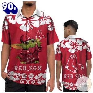 Baby Yoda Boston Red Sox Hawaiian Button Up Shirts