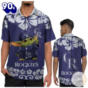 Baby Yoda Colorado Rockies Hawaiian Button Up Shirts