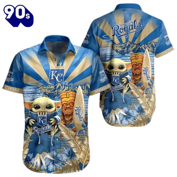 Baby Yoda Kansas City Royals Hawaiian Button Up Shirts