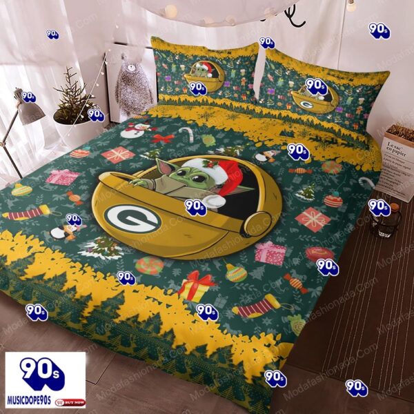 Baby Yoda NFL Green Bay Packers Christmas Bedding Sets