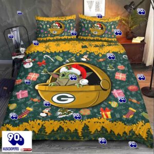 Baby Yoda NFL Green Bay Packers Christmas Bedding Sets