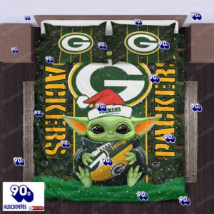 Baby Yoda NFL Green Bay Packers Logo Christmas Bedding Sets