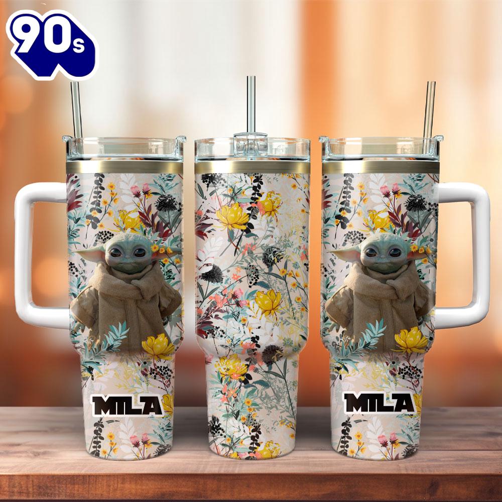 Baby Yoda Star War Movie Custom Stanley Quencher 40oz Stainless Steel Tumbler With Handle For Fans Baby Yoda Star War Movie Custom Stanley Quencher 40oz Stainless Steel Tumbler With Handle For Fans