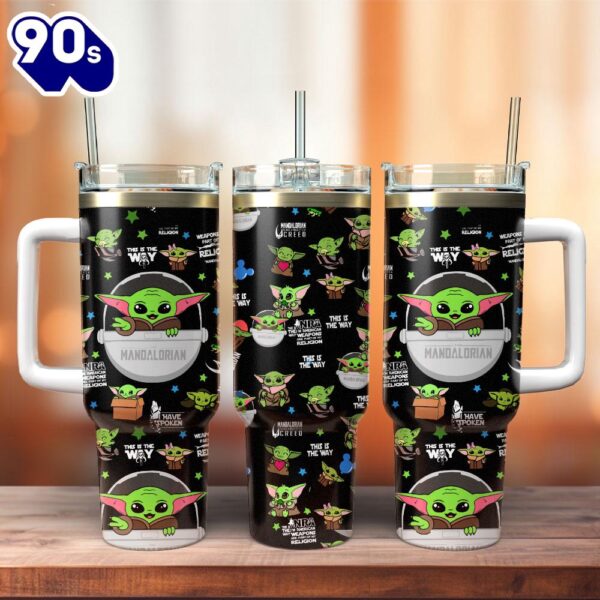 Baby Yoda Star Wars Movie Custom Stanley Quencher 40oz Stainless Steel Tumbler With Handle  For Fans