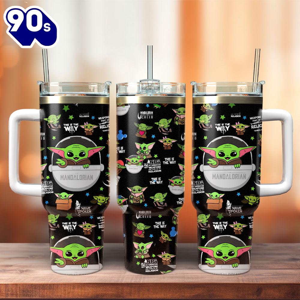 Baby Yoda Star Wars Movie Custom Stanley Quencher 40oz Stainless Steel Tumbler With Handle For Fans Baby Yoda Star Wars Movie Custom Stanley Quencher 40oz Stainless Steel Tumbler With Handle For Fans