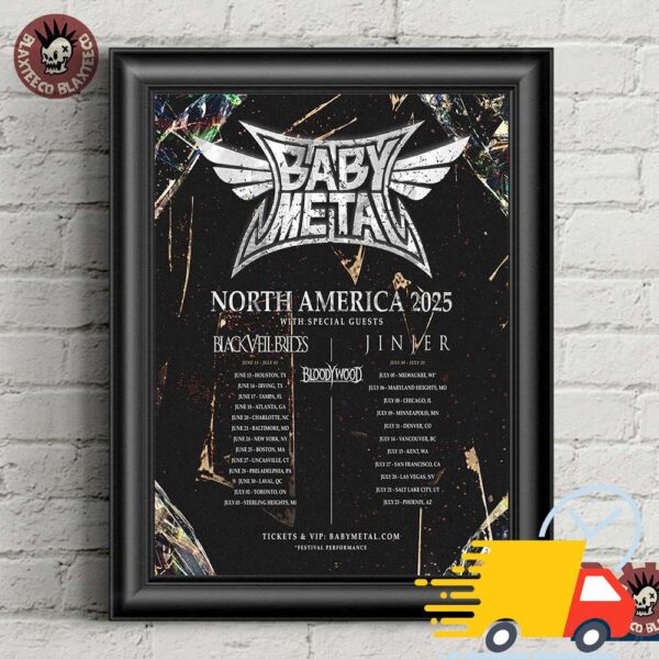 BABYMETAL North America 2025 Tour Poster Tour Dates Canvas