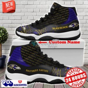 Baltimore Ravens Air Jordan 11 Shoes Custom Name Shoes