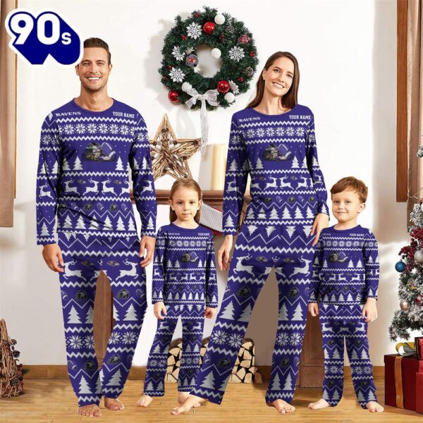 NFL Family Pajama Set,  Baltimore Ravens Christmas NFL Custom Family Pajamas