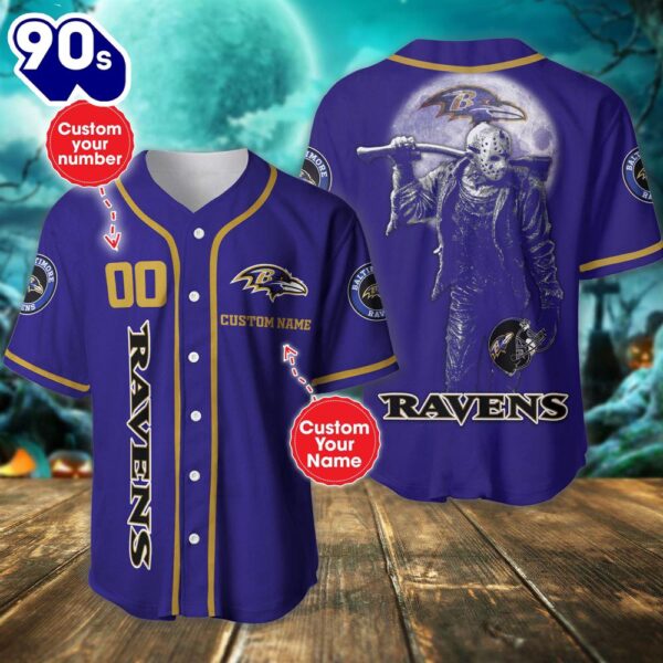 Baltimore Ravens Horror Movie Personalized Baseball Jersey