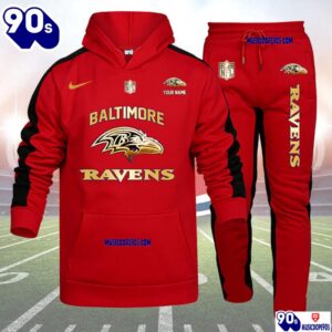 Baltimore Ravens NFL 32 Teams Personlized Golden Logo Hoodie Set