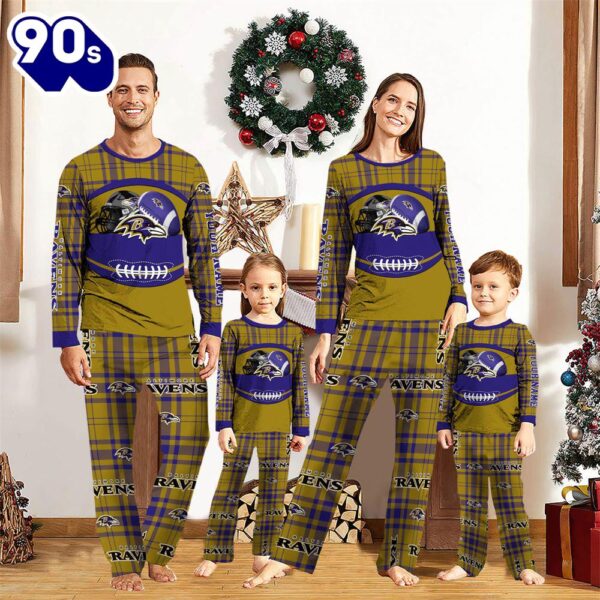 NFL Family Pajama Set,  Baltimore Ravens NFL Custom Your Name Football Team Pajamas