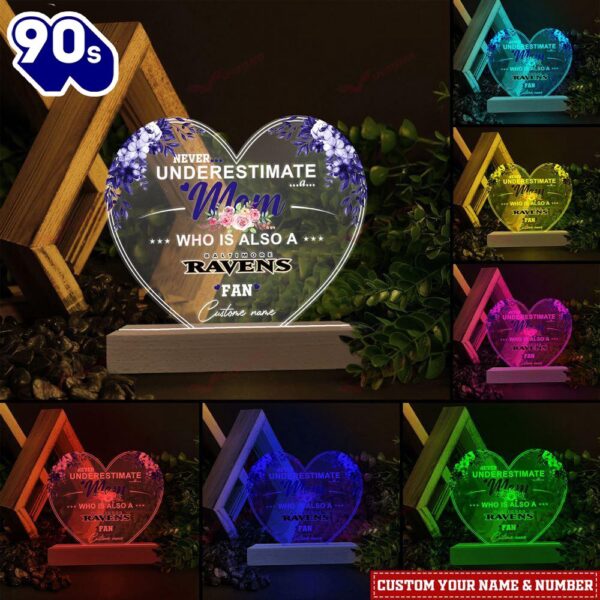 Baltimore Ravens NFL Personalized 3D Led Light Gift For Mom  – Christmas Night Light