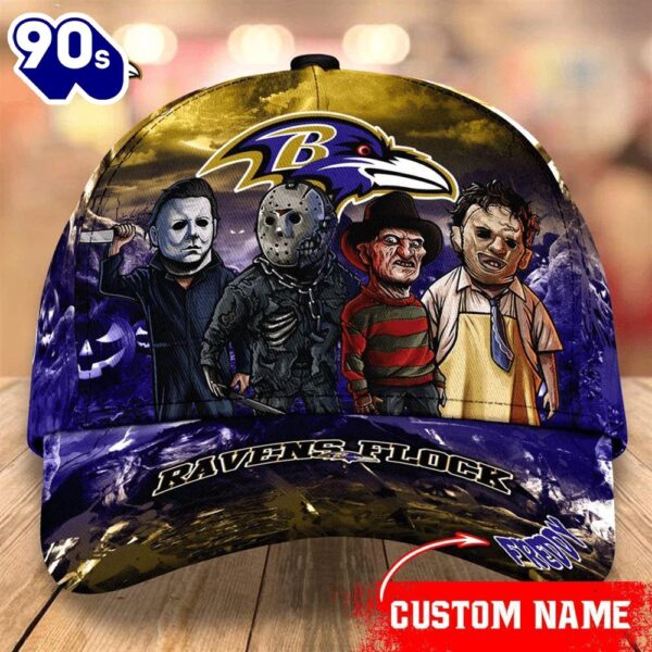 Baltimore Ravens  NFL Personalized Trending Cap Mixed Horror Movie Characters