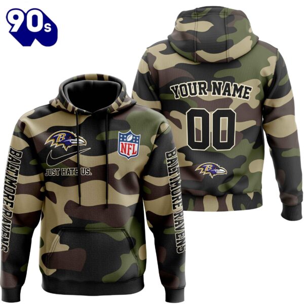 Baltimore Ravens Personalized Hoodie-Zip Hoodie Camo Style