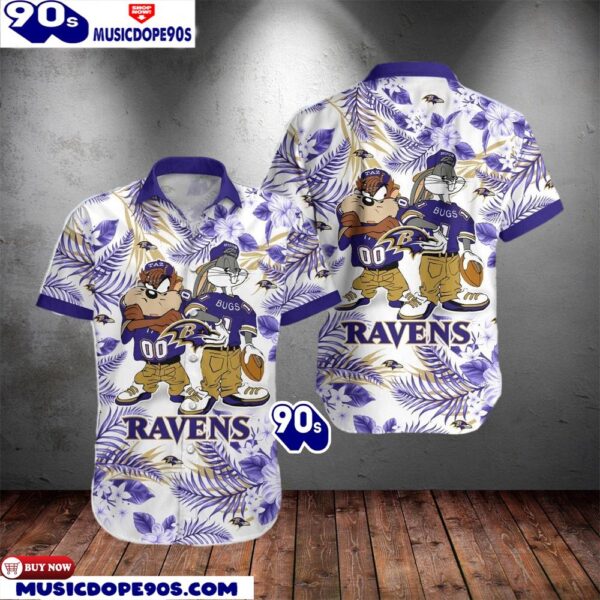 Baltimore Ravens Taz And Bugs NFL Teams Hawaiian Shirt