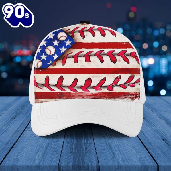 Baseball American Flag Baseball Cap  Gift For Veteran Day